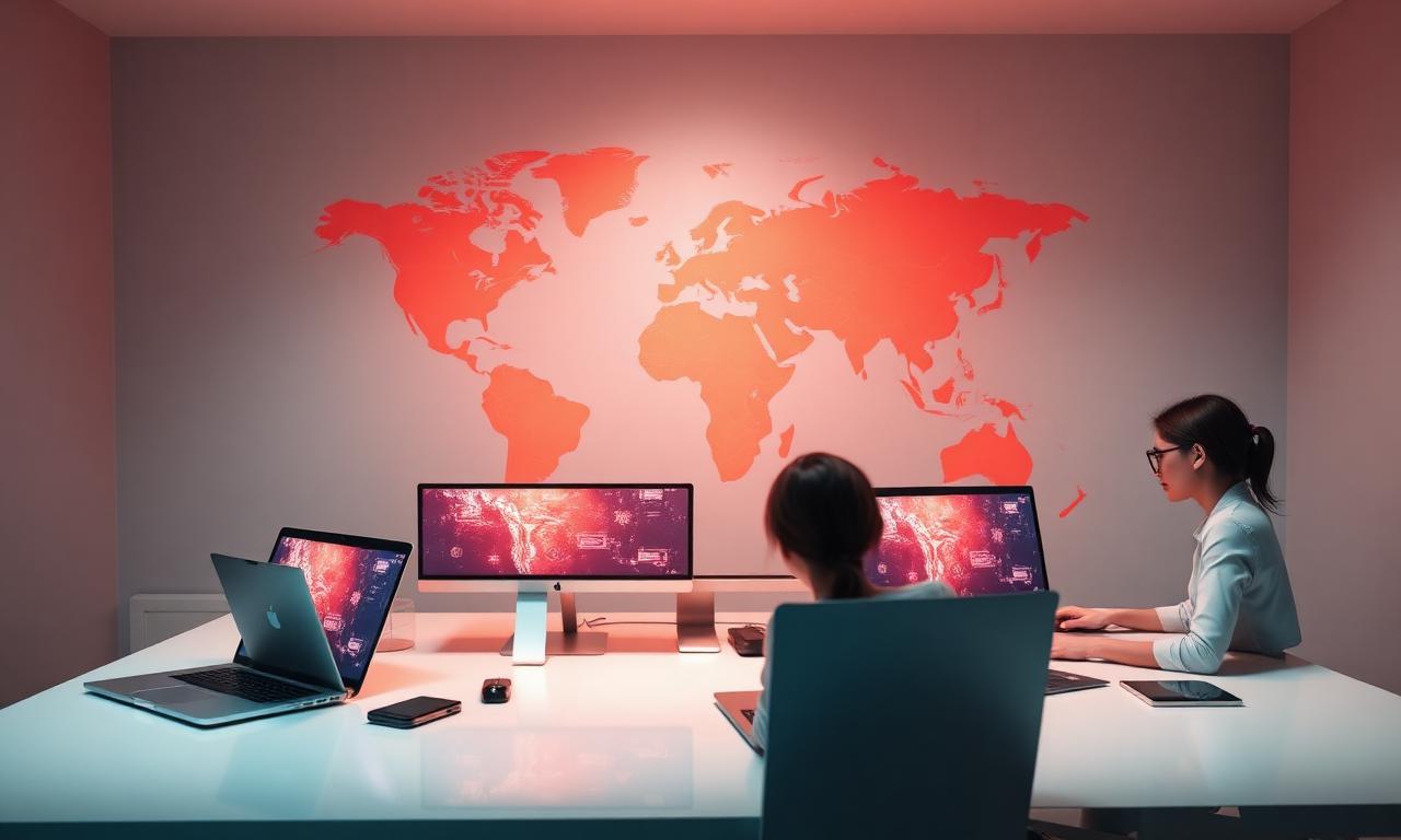 Distributed virtual team collaborating across screens